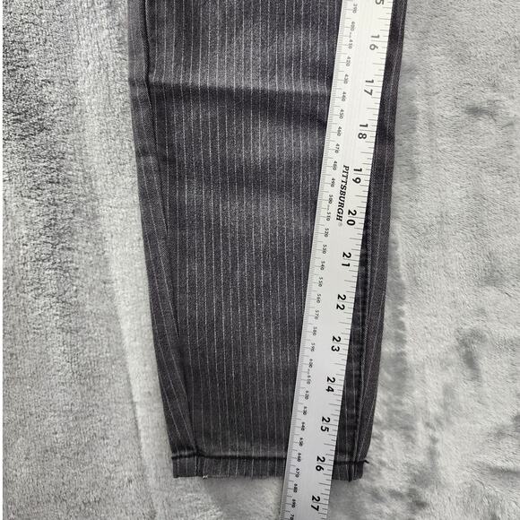 NEW Vanilla Star Jeans Womens 3 Juniors Gray Pin Striped Mid Rise Skinny Ankle - Picture 15 of 16